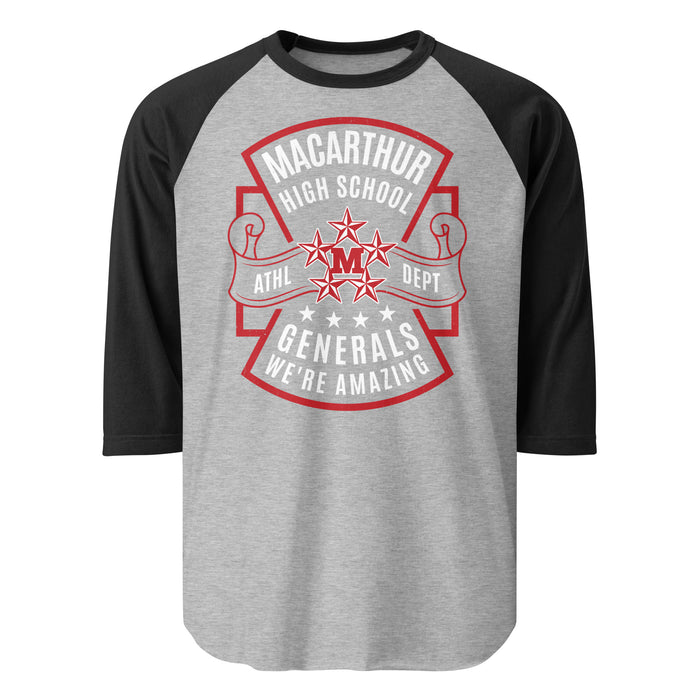MacArthur High School Generals Unisex 3/4 sleeve Raglan T-shirt 207