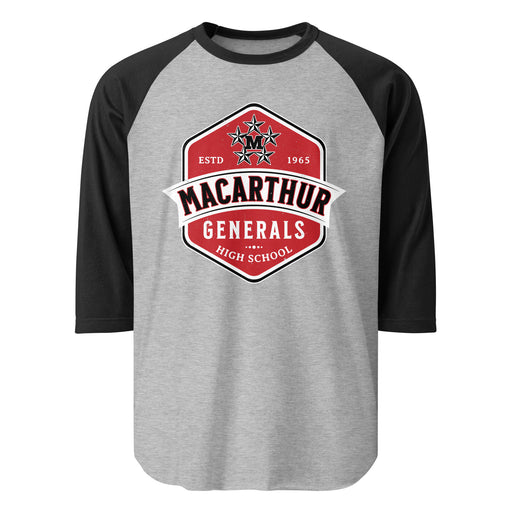 MacArthur High School Generals Unisex 3/4 sleeve Raglan T-shirt 209