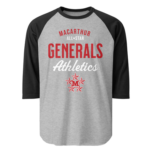 MacArthur High School Generals Unisex 3/4 sleeve Raglan T-shirt 034