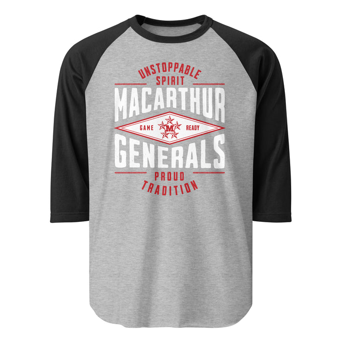 MacArthur High School Generals Unisex 3/4 sleeve Raglan T-shirt 210