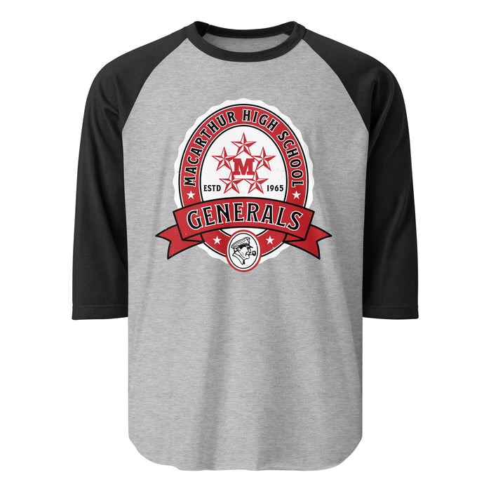 MacArthur High School Generals Unisex 3/4 sleeve Raglan T-shirt 212