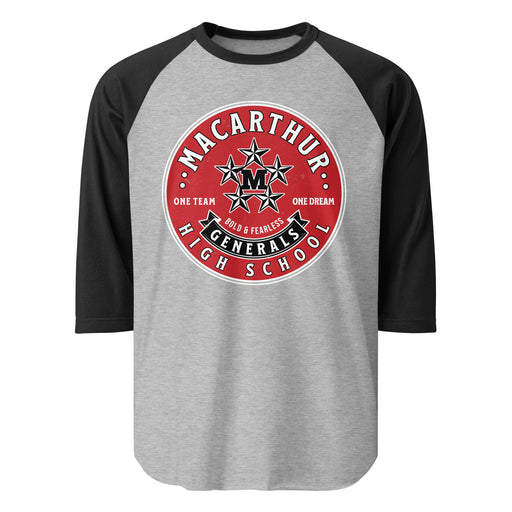 MacArthur High School Generals Unisex 3/4 sleeve Raglan T-shirt 215