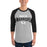 Man wearing Martin High School Warriors Unisex 3/4 sleeve Raglan T-shirt 234