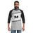 Man wearing Martin High School Warriors Unisex 3/4 sleeve Raglan T-shirt 223
