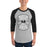 Man wearing Martin High School Warriors Unisex 3/4 sleeve Raglan T-shirt 207
