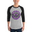 Man wearing Morton Ranch High School Mavericks Unisex 3/4 sleeve Raglan T-shirt 224