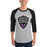 Man wearing Morton Ranch High School Mavericks Unisex 3/4 sleeve Raglan T-shirt 225