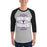 Man wearing Morton Ranch High School Mavericks Unisex 3/4 sleeve Raglan T-shirt 210