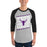 Man wearing Morton Ranch High School Mavericks Unisex 3/4 sleeve Raglan T-shirt 223