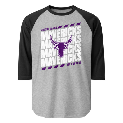 Morton Ranch High School Mavericks Unisex 3/4 sleeve Raglan T-shirt 223