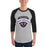 Man wearing Morton Ranch High School Mavericks Unisex 3/4 sleeve Raglan T-shirt 221