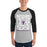 Man wearing Morton Ranch High School Mavericks Unisex 3/4 sleeve Raglan T-shirt 236