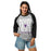 Woman wearing Morton Ranch High School Mavericks Unisex 3/4 sleeve Raglan T-shirt 236