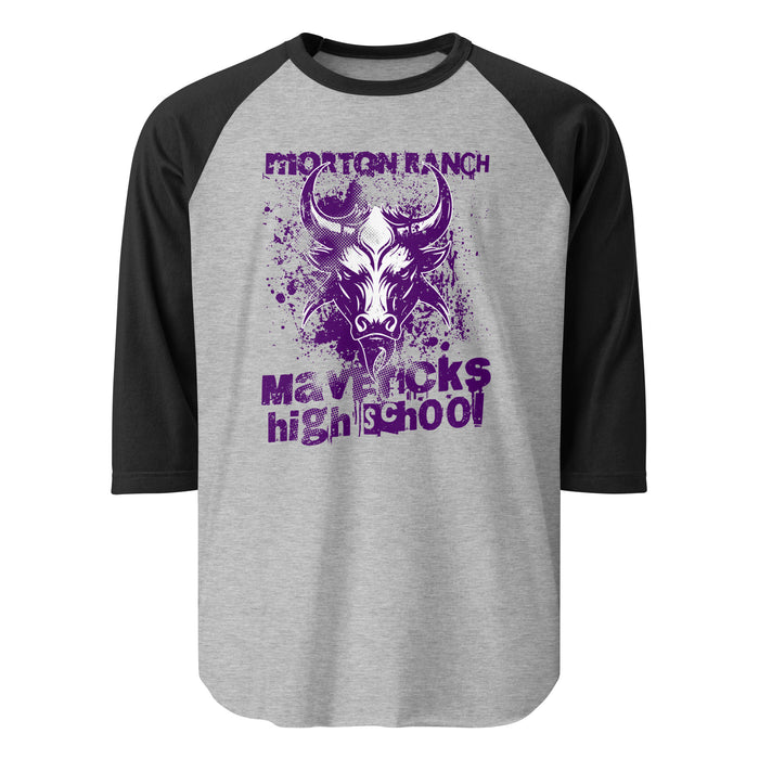 Morton Ranch High School Mavericks Unisex 3/4 sleeve Raglan T-shirt 205