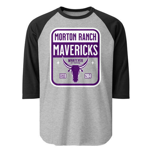 Morton Ranch High School Mavericks Unisex 3/4 sleeve Raglan T-shirt 001