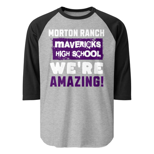 Morton Ranch High School Mavericks Unisex 3/4 sleeve Raglan T-shirt 231