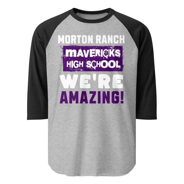 Morton Ranch High School Mavericks Unisex 3/4 sleeve Raglan T-shirt 231