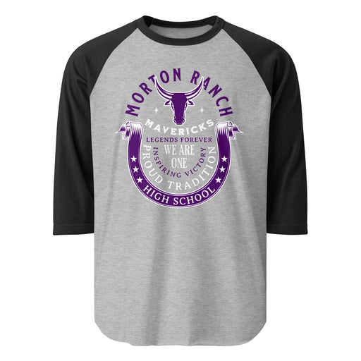 Morton Ranch High School Mavericks Unisex 3/4 sleeve Raglan T-shirt 229