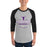 Man wearing Morton Ranch High School Mavericks Unisex 3/4 sleeve Raglan T-shirt 217