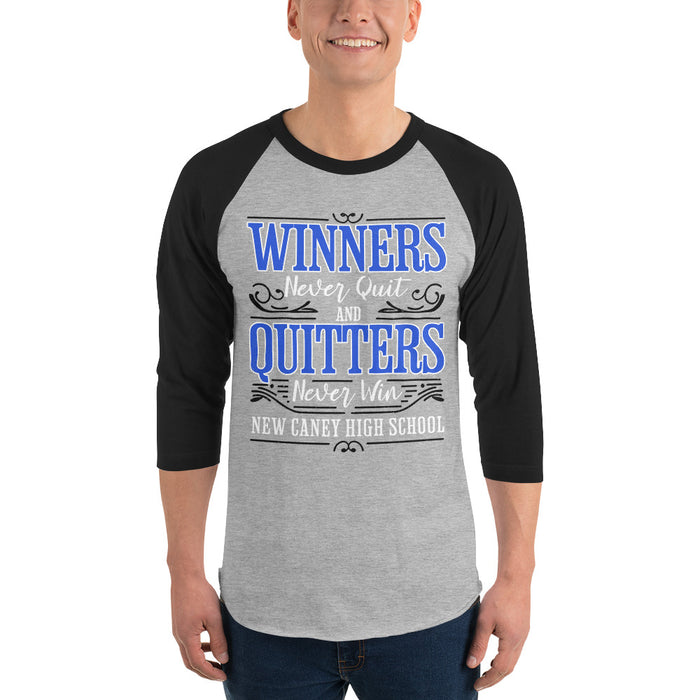 Man wearing New Caney High School Eagles Unisex 3/4 sleeve Raglan T-shirt 237