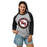 Woman wearing North Shore High School Mustangs Unisex 3/4 Sleeve Raglan T-shirt 216
