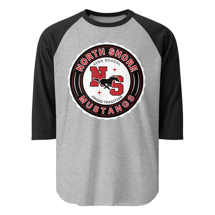 North Shore High School Mustangs Unisex 3/4 Sleeve Raglan T-shirt 216