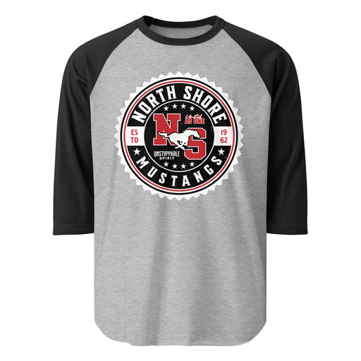 North Shore High School Mustangs Unisex 3/4 Sleeve Raglan T-shirt 203