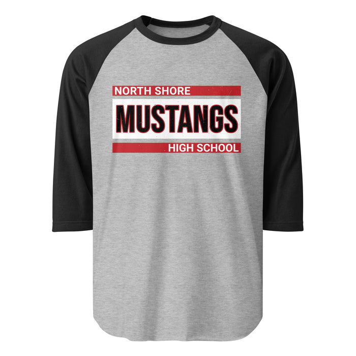North Shore High School Mustangs Unisex 3/4 Sleeve Raglan T-shirt 098