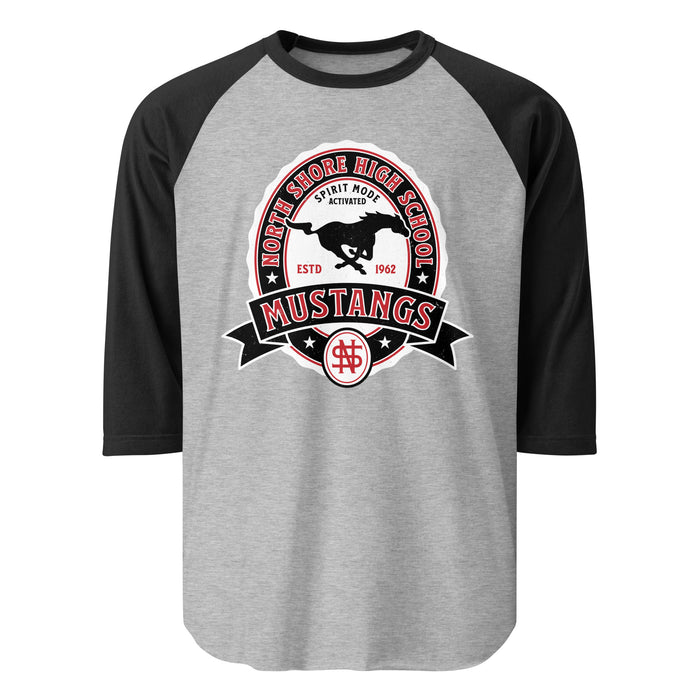 North Shore High School Mustangs Unisex 3/4 Sleeve Raglan T-shirt 212