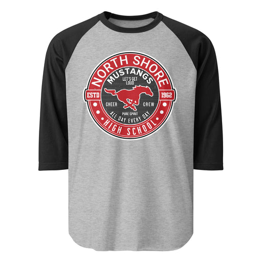 North Shore High School Mustangs Unisex 3/4 Sleeve Raglan T-shirt 224