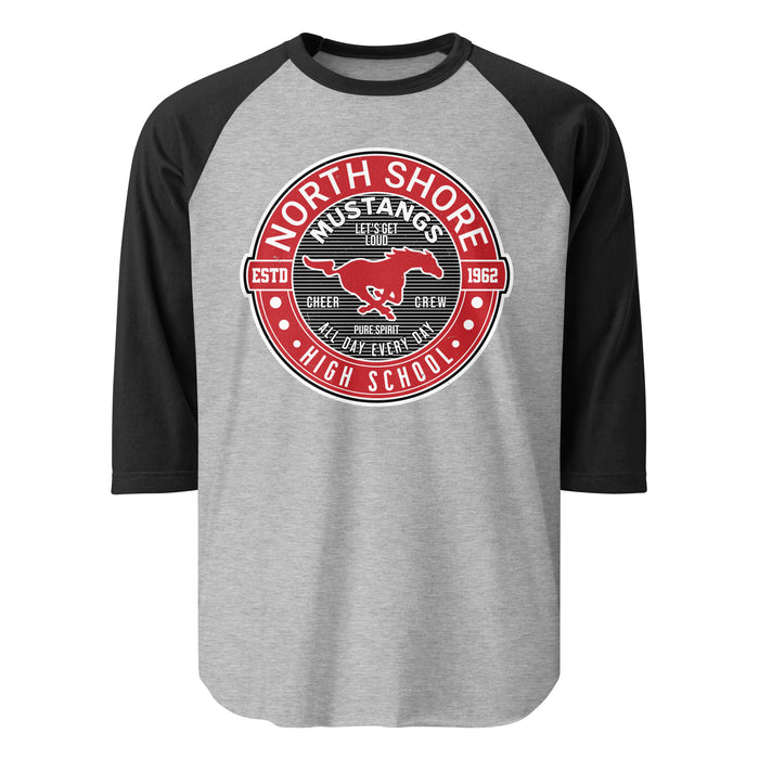 North Shore High School Mustangs Unisex 3/4 Sleeve Raglan T-shirt 224