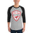 Man wearing North Shore High School Mustangs Unisex 3/4 Sleeve Raglan T-shirt 225