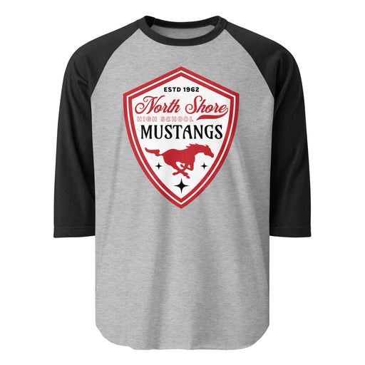North Shore High School Mustangs Unisex 3/4 Sleeve Raglan T-shirt 225