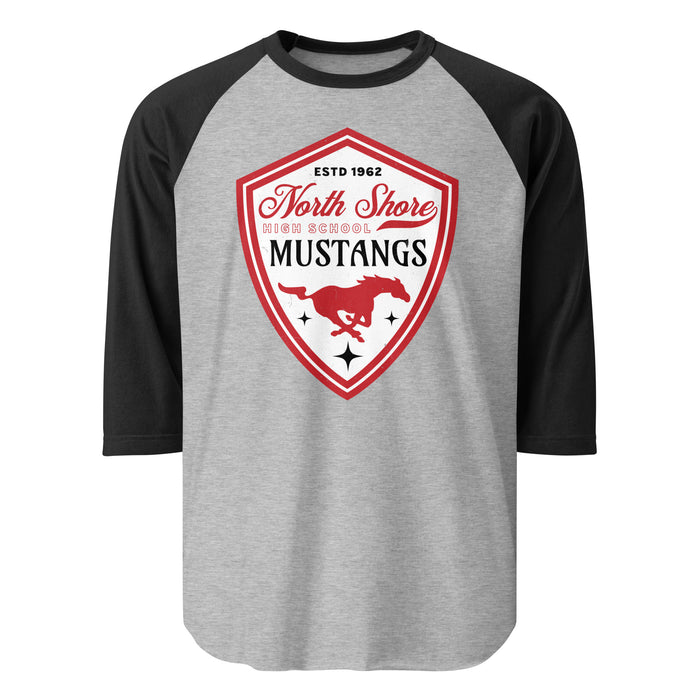 North Shore High School Mustangs Unisex 3/4 Sleeve Raglan T-shirt 225
