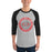Man wearing Odessa High School Bronchos Unisex 3/4 sleeve Raglan T-shirt 224