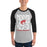 Man wearing Odessa High School Bronchos Unisex 3/4 sleeve Raglan T-shirt 236