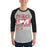 Man wearing Odessa High School Bronchos Unisex 3/4 sleeve Raglan T-shirt 240