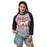 Woman wearing Odessa High School Bronchos Unisex 3/4 sleeve Raglan T-shirt 240