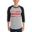 Man wearing Odessa High School Bronchos Unisex 3/4 sleeve Raglan T-shirt 098