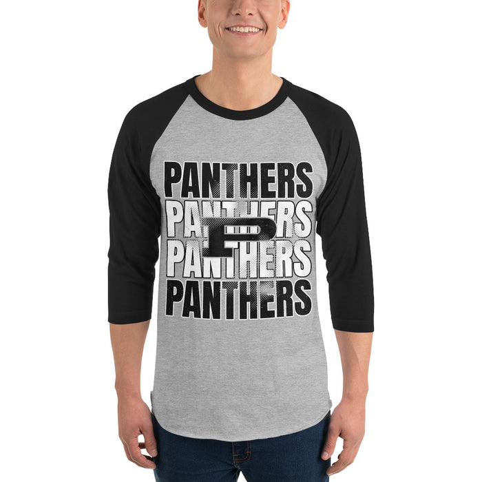 Man wearing Permian High School Panthers Unisex 3/4 sleeve Raglan T-shirt 233
