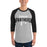 Man wearing Permian High School Panthers Unisex 3/4 sleeve Raglan T-shirt 234