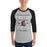 Man wearing Porter High School Spartans Unisex 3/4 Sleeve Raglan T-shirt 230