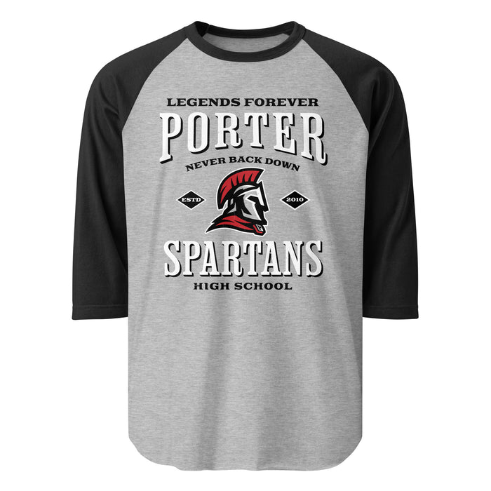 Porter High School Spartans Unisex 3/4 Sleeve Raglan T-shirt 230