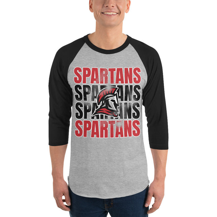 Woman wearing Porter High School Spartans Unisex 3/4 Sleeve Raglan T-shirt 233