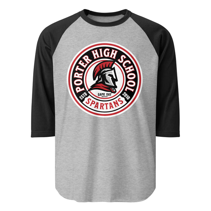 Porter High School Spartans Unisex 3/4 Sleeve Raglan T-shirt 229
