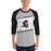Man wearing Porter High School Spartans Unisex 3/4 Sleeve Raglan T-shirt 223