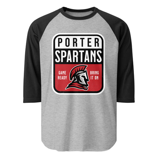 Porter High School Spartans Unisex 3/4 Sleeve Raglan T-shirt 001