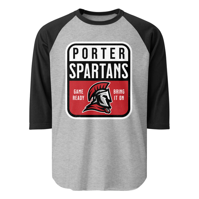 Porter High School Spartans Unisex 3/4 Sleeve Raglan T-shirt 001