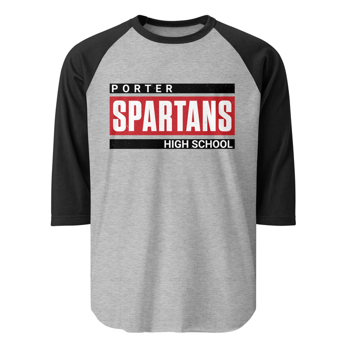 Porter High School Spartans Unisex 3/4 Sleeve Raglan T-shirt 098