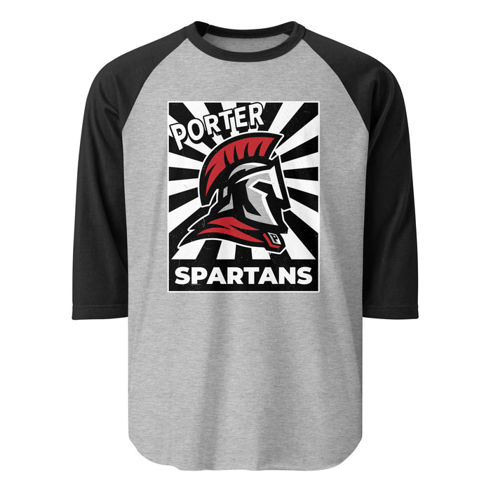 Porter High School Spartans Unisex 3/4 Sleeve Raglan T-shirt 226